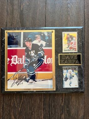 NHL Signed Framed Dave Karpa Photo & Trading Cards